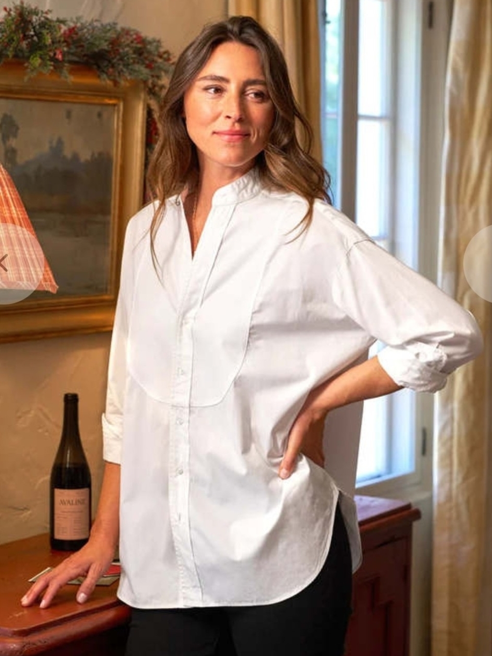 Frank & Eileen Women's Victoria Italian Tuxedo White Oversized Shirt XXS